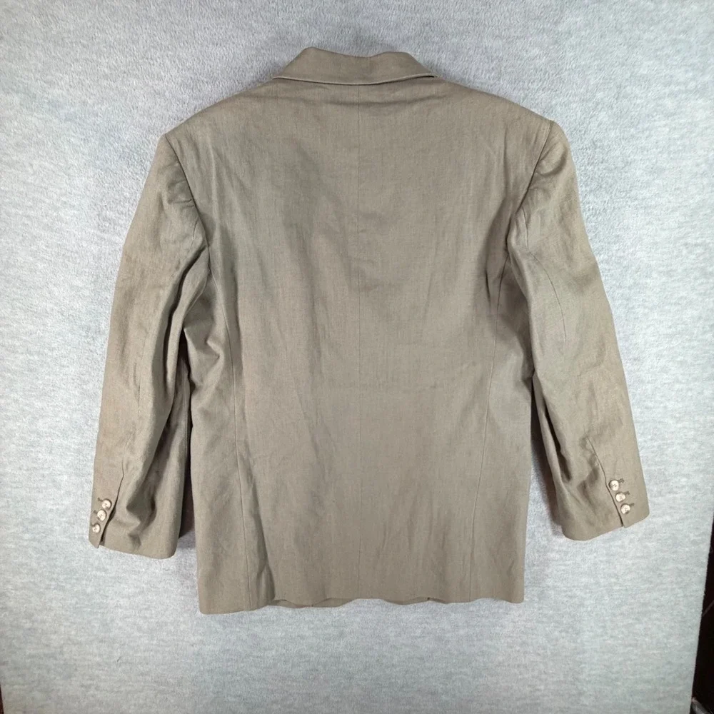 Perry Ellis Linen Blend Blazer Mens M Olive green 3-Button Sport Coat Jacket 42R